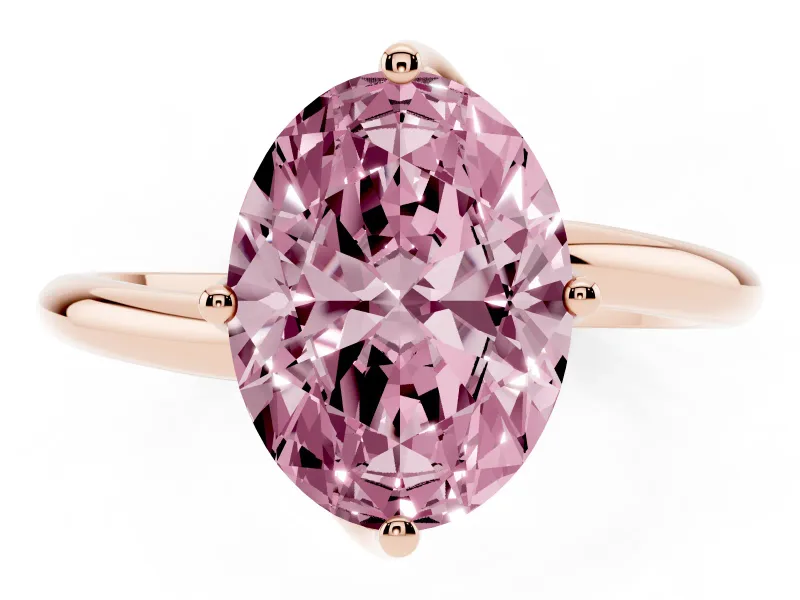 Oval Bypass Solitaire Engagement Ring Setting for a Fancy Pink Lab-Grown Diamond | Rose Gold