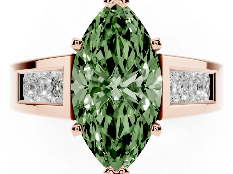 Marquise Channel-Set Engagement Ring Setting for a Fancy Green Lab-Grown Diamond | Rose Gold
