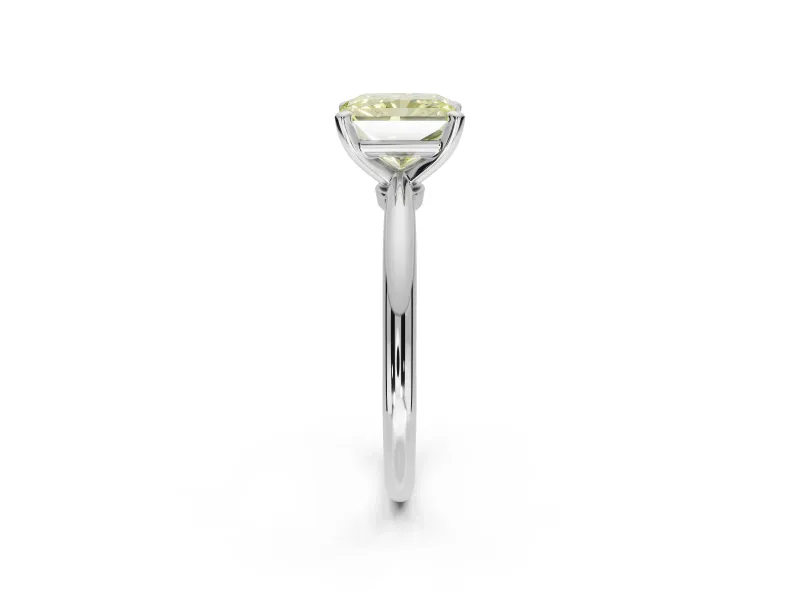 Radiant Cut Solitaire Engagement Ring Setting for a Fancy Yellow Lab-Grown Diamond | Tapered Plain Band | Platinum