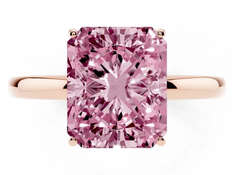 Radiant Cut Engagement Ring Setting for a Fancy Pink Lab-Grown Diamond | Hidden Halo | Rose Gold