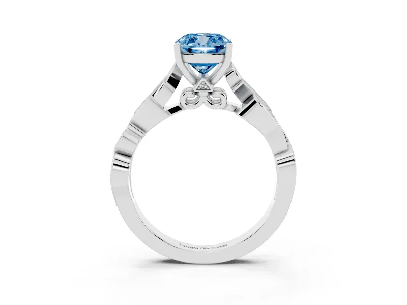 Cushion Cut Vine Engagement Ring Setting for a Fancy Blue Lab-Grown Diamond | Platinum