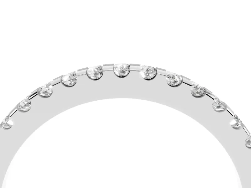 Round Diamond Pavé Half Eternity Band Set in Platinum with Shared Prong Setting