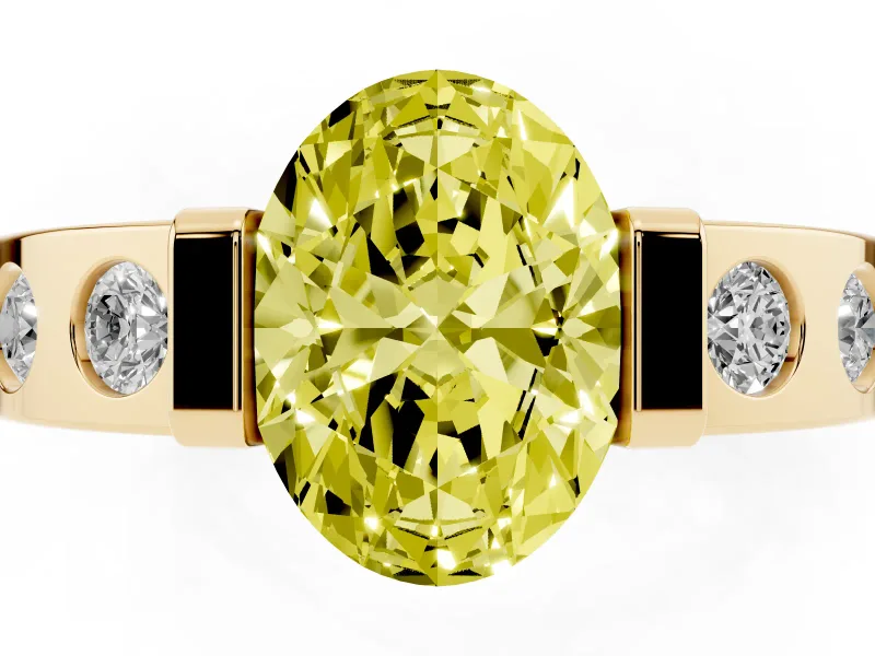 Oval Tension Style Engagement Ring Setting for a Fancy Yellow Lab-Grown Diamond | Yellow Gold