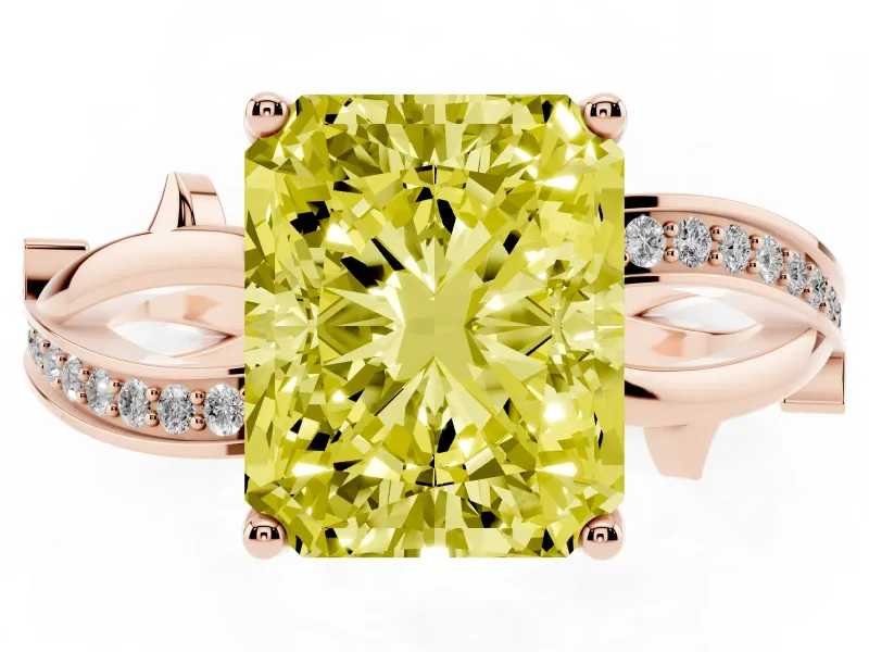 Radiant Cut Twisted Engagement Ring Setting for a Fancy Yellow Lab-Grown Diamond | Rose Gold - Design NV-24635