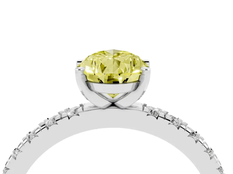 Pear-Shaped Pavé Engagement Ring Setting for a Fancy Yellow Lab-Grown Diamond | Sterling Silver
