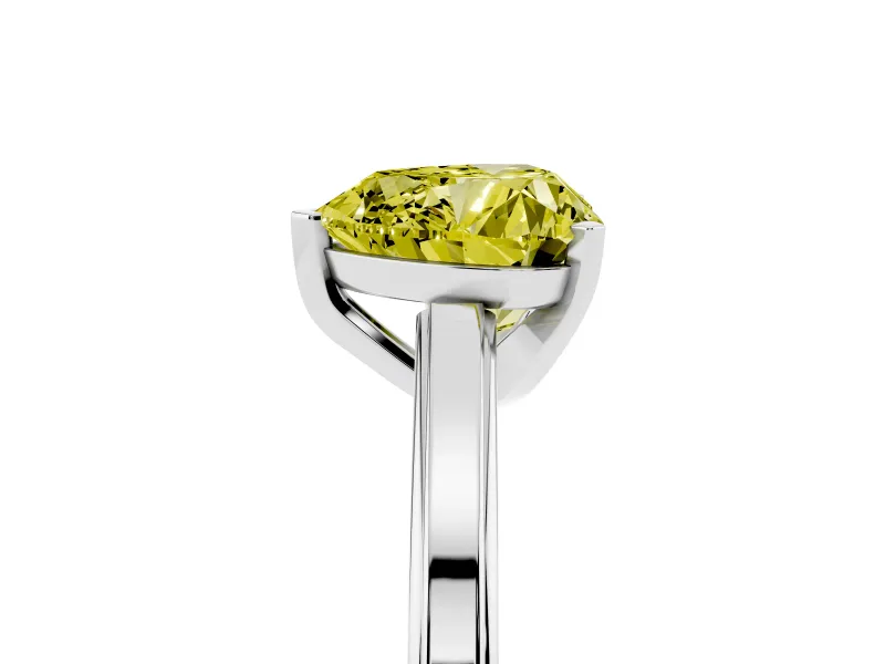 Fancy Yellow Heart Cut Diamond Solitaire Ring Set in White gold with Prong Setting and Classic Band