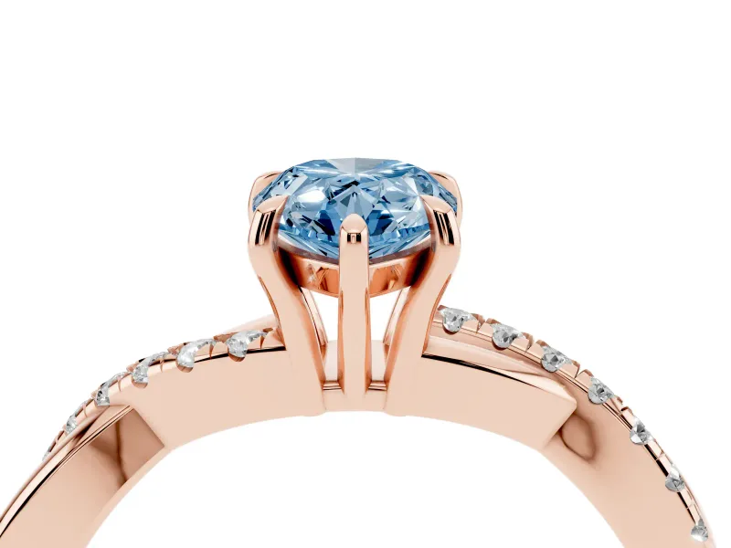 Pear-Shaped Crossover Engagement Ring Setting for a Fancy Blue Lab-Grown Diamond | Rose Gold