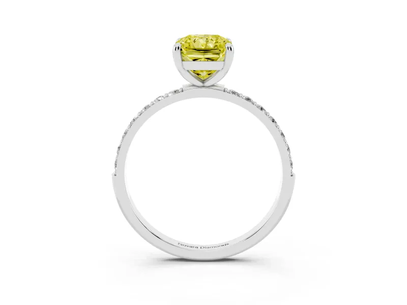 Radiant Cut Pave Engagement Ring Setting for a Fancy Yellow Lab-Grown Diamond | Sterling Silver - Design NV-24639