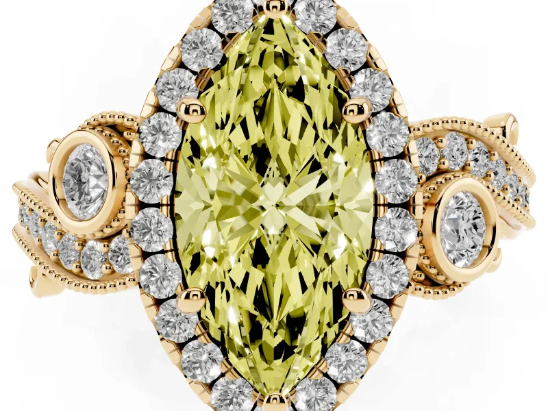 Marquise Halo Engagement Ring Setting for a Fancy Yellow Lab-Grown Diamond | Yellow Gold - Design NV-24754