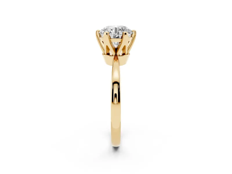 Round Tapered Solitaire Engagement Ring Setting | Claw Prong Head | Yellow Gold