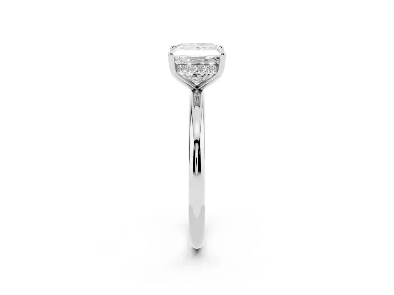 Princess Cut Diamond Solitaire Ring Set in Silver with Thin Band and Prong Setting