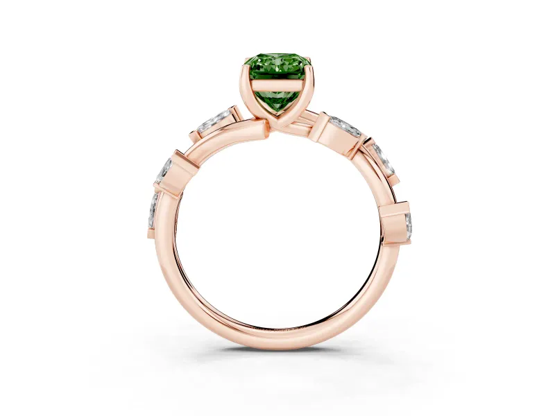 Radiant Cut Twisted Vine Engagement Ring Setting for a Fancy Green Lab-Grown Diamond | Rose Gold