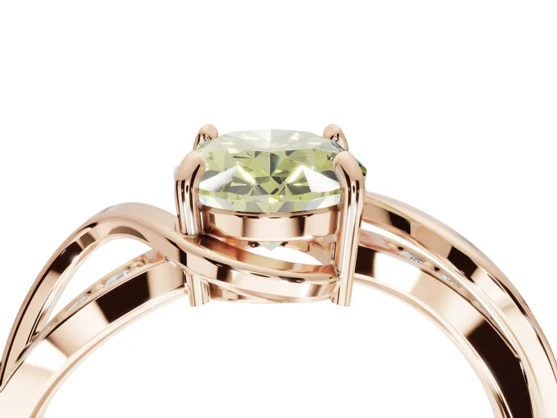 Oval Bypass Solitaire Engagement Ring Setting for a Fancy Yellow Lab-Grown Diamond | Pavé and Plain Strands | Rose Gold