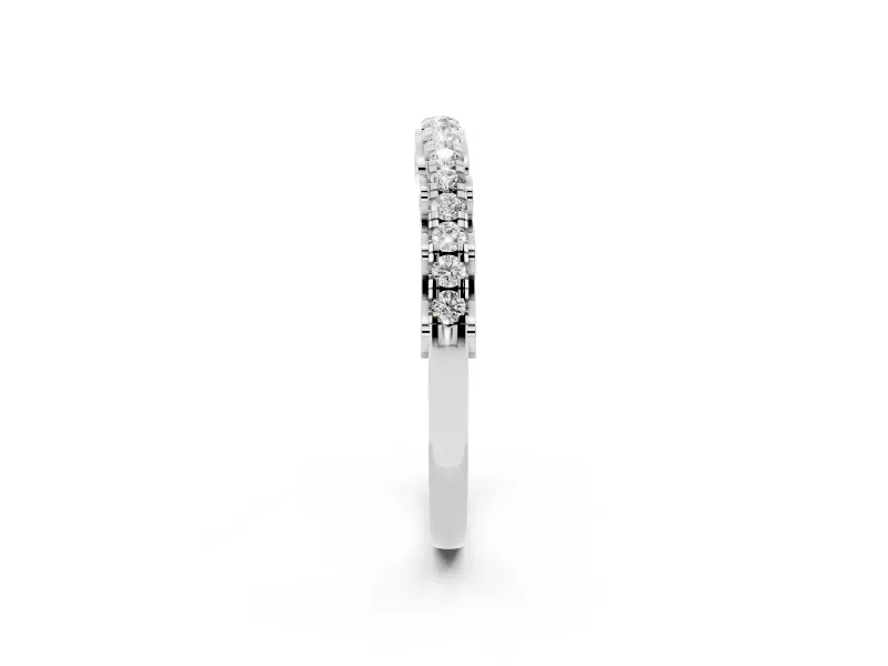 Round Lab-Grown Diamond Shared Prong Half Eternity Wedding Band | Scroll Gallery | White Gold