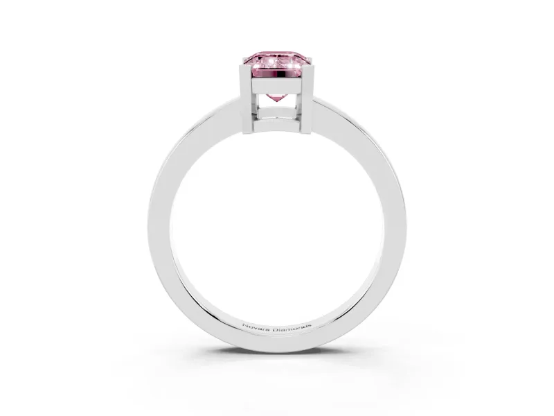 Emerald Cut Solitaire Engagement Ring Setting for a Fancy Pink Lab-Grown Diamond | Flat Tab Prongs | Sterling Silver