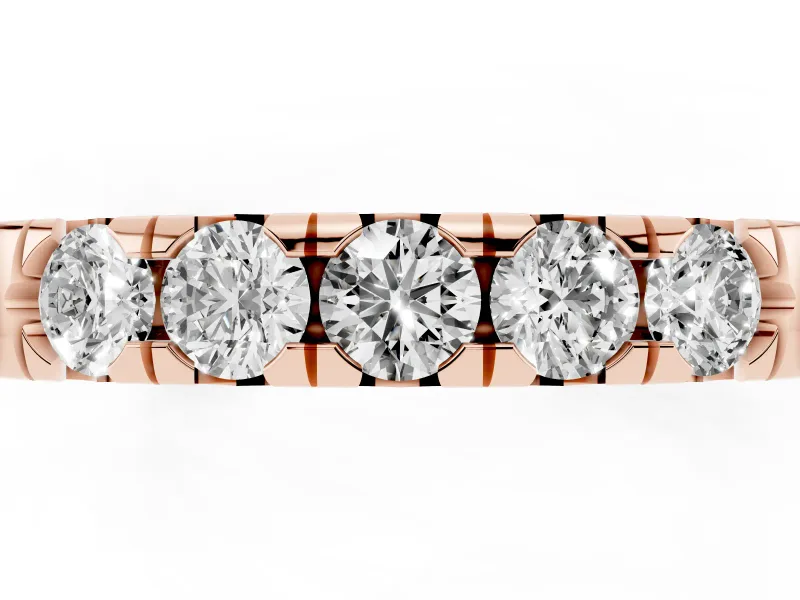 Round Lab-Grown Diamond Five-Stone Wedding Band | Rounded Profile | Rose Gold