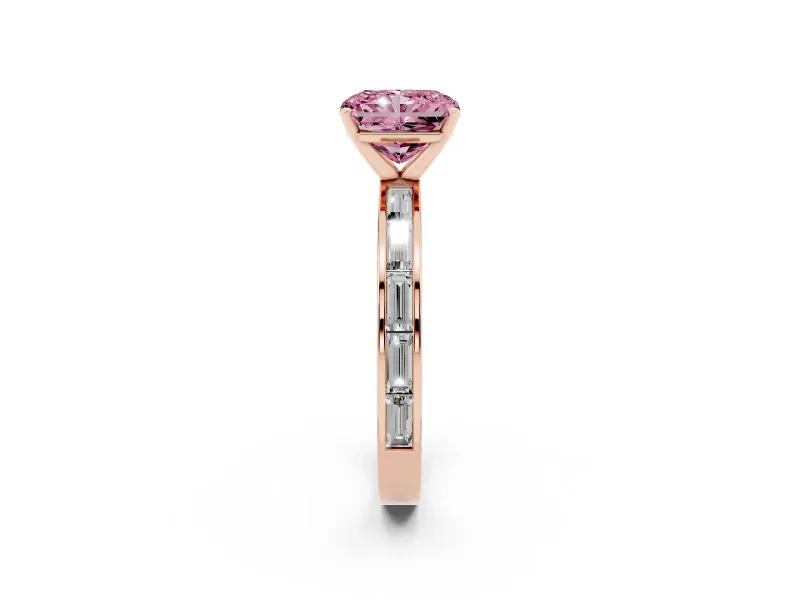 Radiant Cut Channel Set Engagement Ring Setting for a Fancy Pink Lab-Grown Diamond | Rose Gold