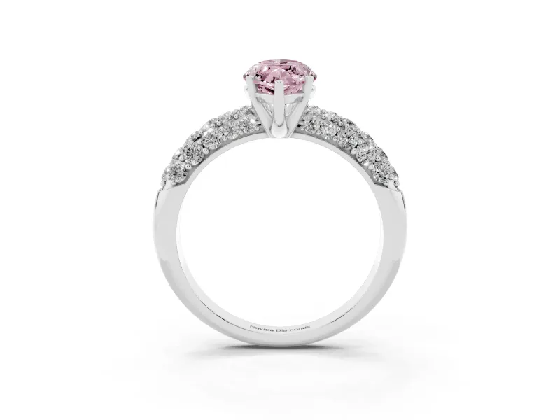 Marquise Multi Row Pave Engagement Ring Setting for a Fancy Pink Lab-Grown Diamond | Sterling Silver