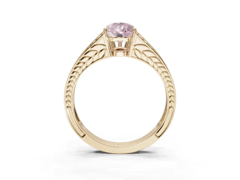Pear-Shaped Split Shank Pavé Engagement Ring Setting for a Fancy Pink Lab-Grown Diamond | Yellow Gold