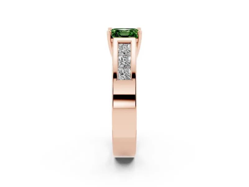 Asscher Cut Channel-Set Engagement Ring Setting for a Fancy Green Lab-Grown Diamond | Rose Gold