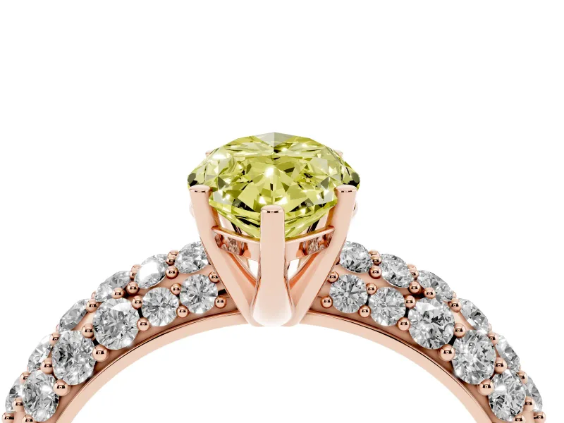 Marquise Multi Row Pave Engagement Ring Setting for a Fancy Yellow Lab-Grown Diamond | Rose Gold