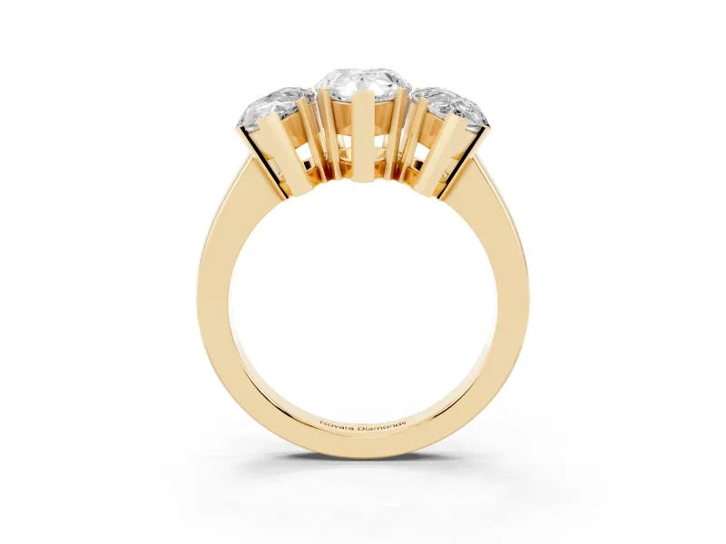 Pear-Shaped Three Stone Engagement Ring Setting | Large Side Stones | Yellow Gold