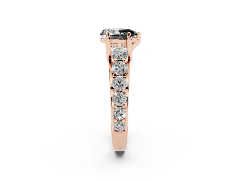 Pear-Shaped Graduated Engagement Ring Setting for a Black Center | Rose Gold