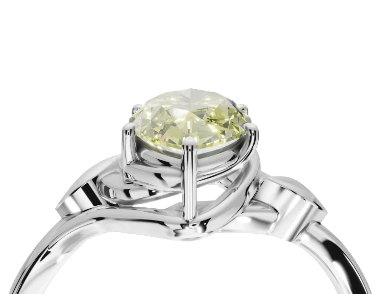 Marquise Leaf Bypass Solitaire Engagement Ring Setting for a Fancy Yellow Lab-Grown Diamond | Sterling Silver