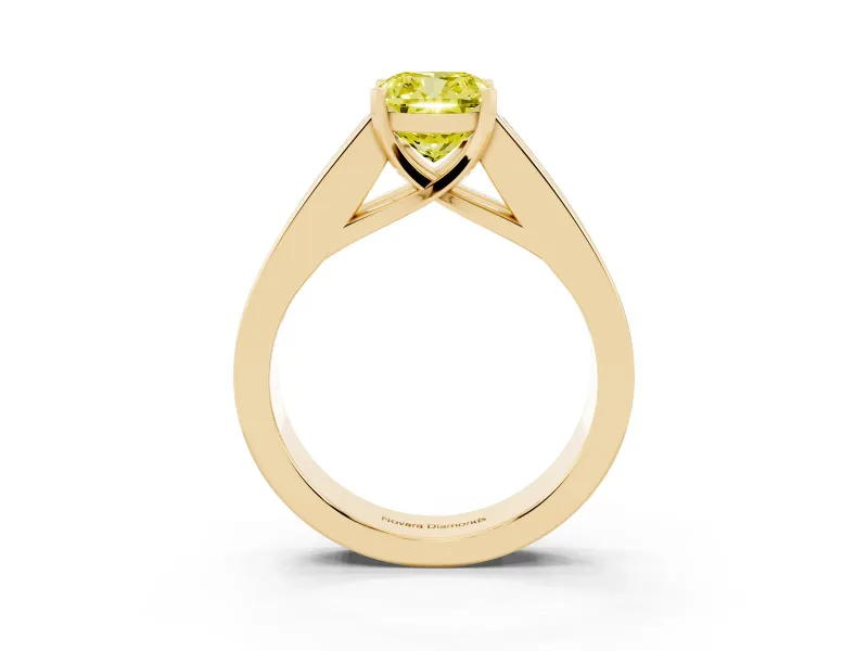 Cushion Cut Channel-Set Engagement Ring Setting for a Fancy Yellow Lab-Grown Diamond | Yellow Gold