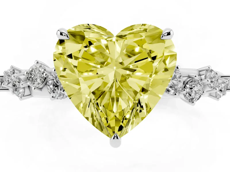 Heart-Shaped Graduated Solitaire Engagement Ring Setting for a Fancy Yellow Lab-Grown Diamond | Platinum