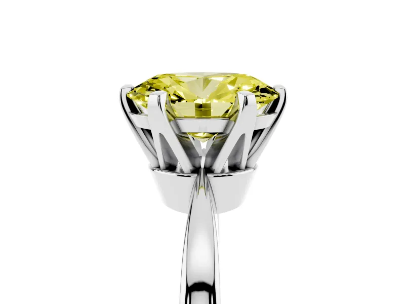 Fancy Yellow Oval Cut Diamond Solitaire Engagement Ring Set in Silver with Slim Tapered Solitaire Band
