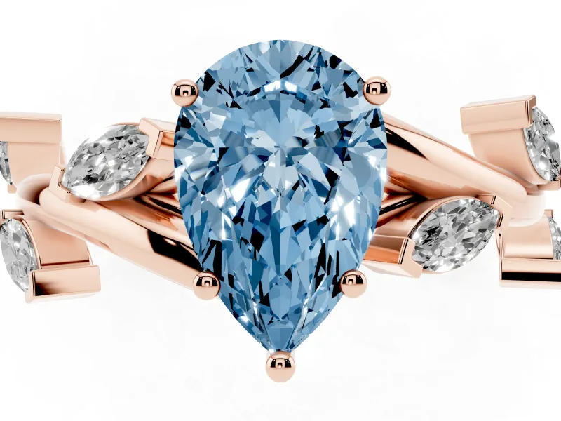 Pear-Shaped Twisted Vine Engagement Ring Setting for a Fancy Blue Lab-Grown Diamond | Rose Gold