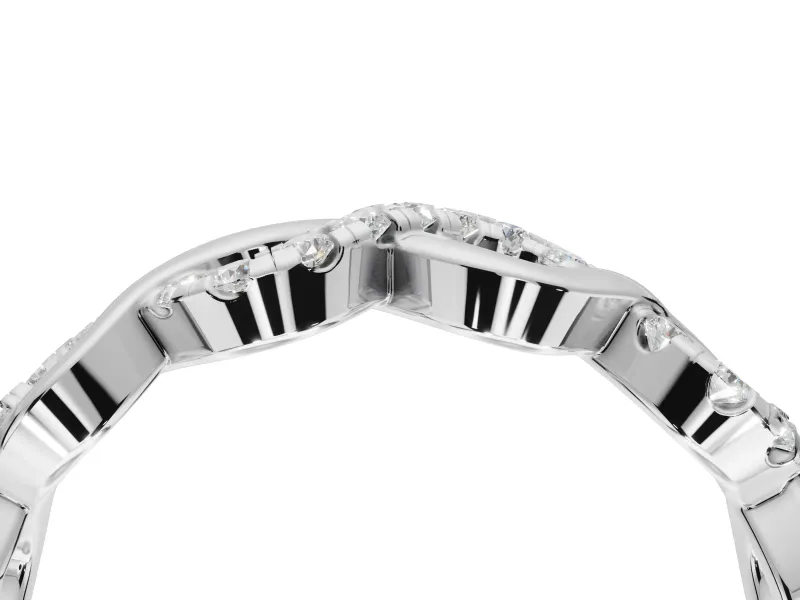 Round Lab-Grown Diamond Infinity Twist Wedding Band | Pavé and Polished | White Gold