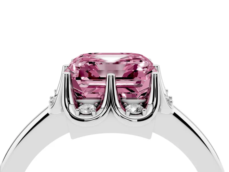 Asscher Cut Petal Halo Engagement Ring Setting for a Fancy Pink Lab-Grown Diamond | Platinum
