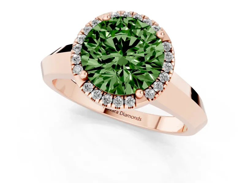 Round Halo Engagement Ring Setting for a Fancy Green Lab-Grown Diamond | Knife-Edge Band | Rose Gold