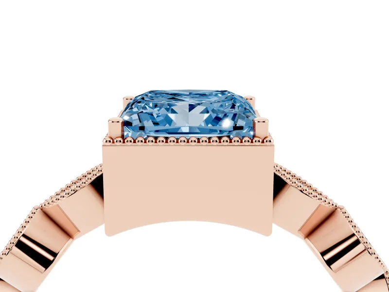 Princess Cut Vintage Engagement Ring Setting for a Fancy Blue Lab-Grown Diamond | Rose Gold - Design NV-24637