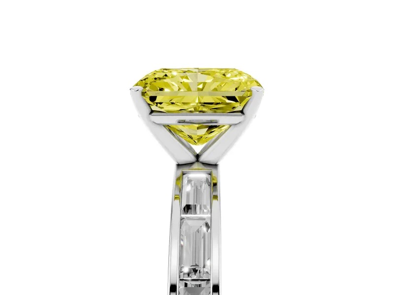 Radiant Cut Channel Set Engagement Ring Setting for a Fancy Yellow Lab-Grown Diamond | Platinum