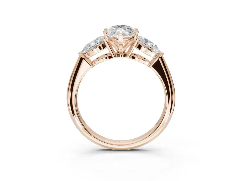 Marquise Three-Stone Engagement Ring Setting | Pear Side Stones | Rose Gold