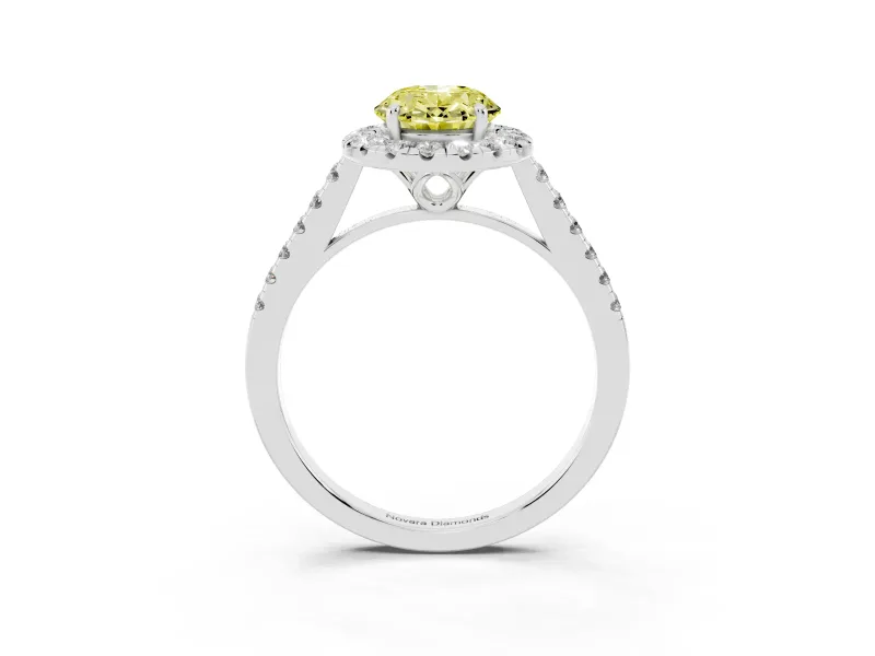 Oval Raised Halo Engagement Ring Setting for a Fancy Yellow Lab-Grown Diamond | White Gold