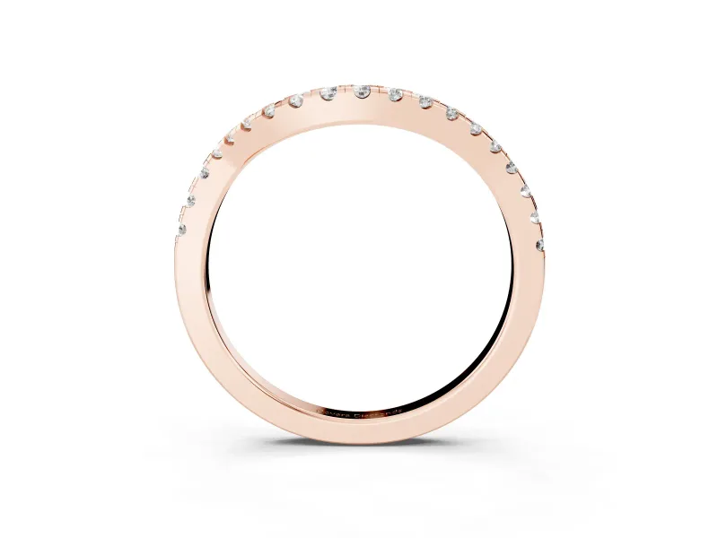 Round Diamond Pavé Twist Band Set in Rose gold with U-Prong Setting