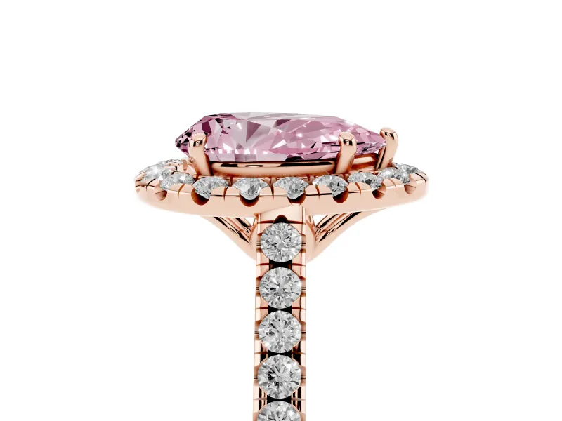 Pear-Shaped Raised Halo Engagement Ring Setting for a Fancy Pink Lab-Grown Diamond | Rose Gold