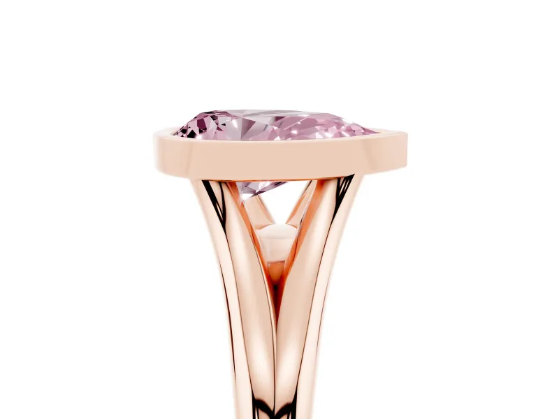 Pear-Shaped Bezel Engagement Ring Setting for a Fancy Pink Lab-Grown Diamond | Rose Gold