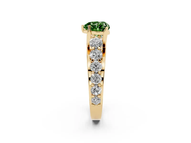 Heart-Shaped Engagement Ring Setting for a Fancy Green Lab-Grown Diamond | Yellow Gold - Design NV-24645