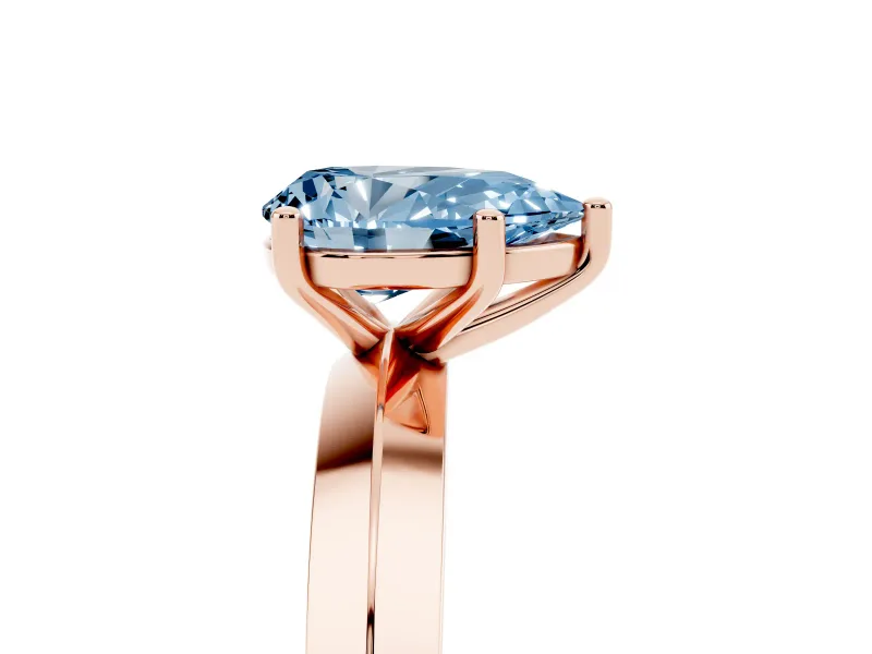 Pear-Shaped Knife-Edge Engagement Ring Setting for a Fancy Blue Lab-Grown Diamond | Rose Gold