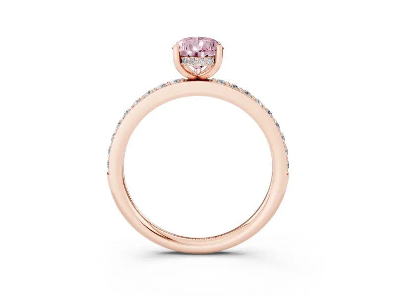 Pear-Shaped Hidden Halo Engagement Ring Setting for a Fancy Pink Lab-Grown Diamond | Rose Gold