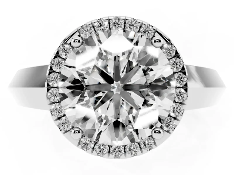 Round Halo Engagement Ring Setting | Knife-Edge Band | White Gold