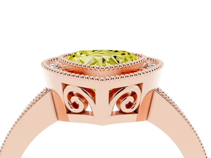 Fancy Yellow Heart Cut Diamond Round Halo Ring Set in Rose gold with Pavé Band