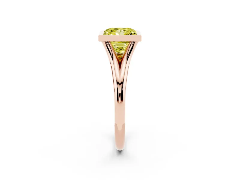 Princess Cut Bezel Engagement Ring Setting for a Fancy Yellow Lab-Grown Diamond | Rose Gold