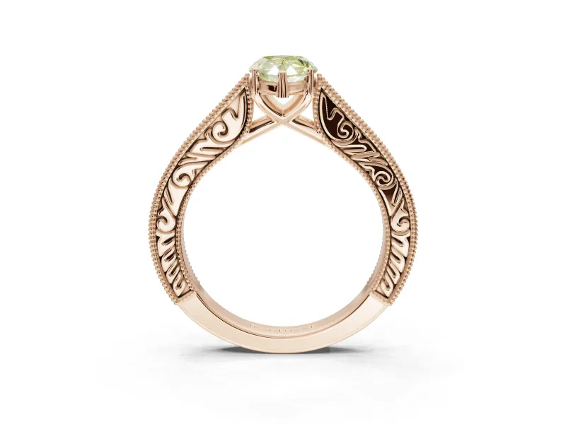 Pear-Shaped Vintage Engagement Ring Setting for a Fancy Yellow Lab-Grown Diamond | Rose Gold - Design NV-24644
