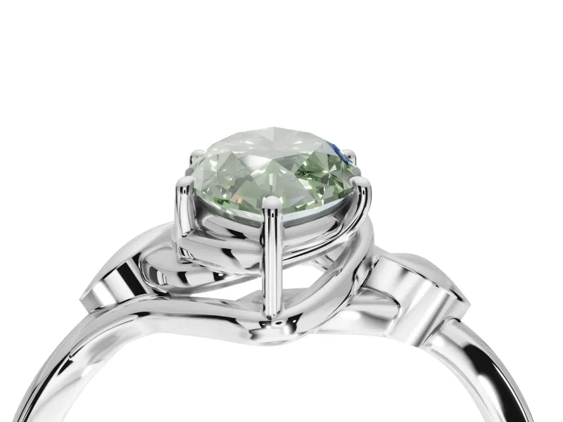 Marquise Leaf Bypass Solitaire Engagement Ring Setting for a Fancy Green Lab-Grown Diamond | Sterling Silver